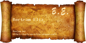 Bertram Eliz névjegykártya